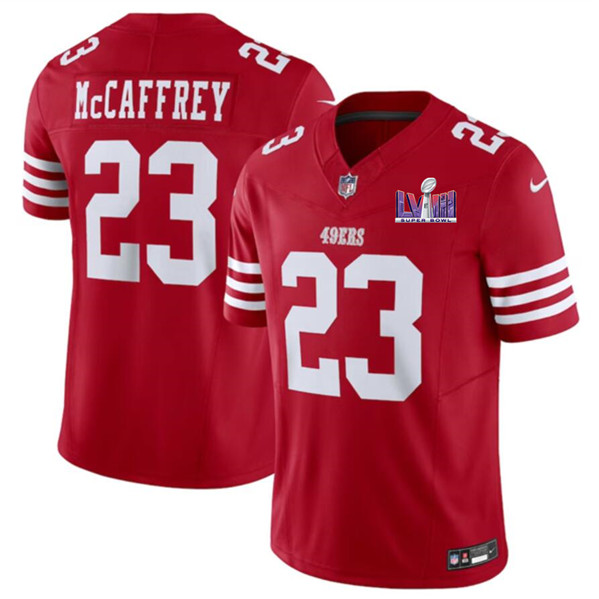 San Francisco 49ers #23 Christian McCaffrey Red 2024 F.U.S.E. Super Bowl LVIII Patch Vapor Untouchable Limited Stitched Jersey - Zenithce