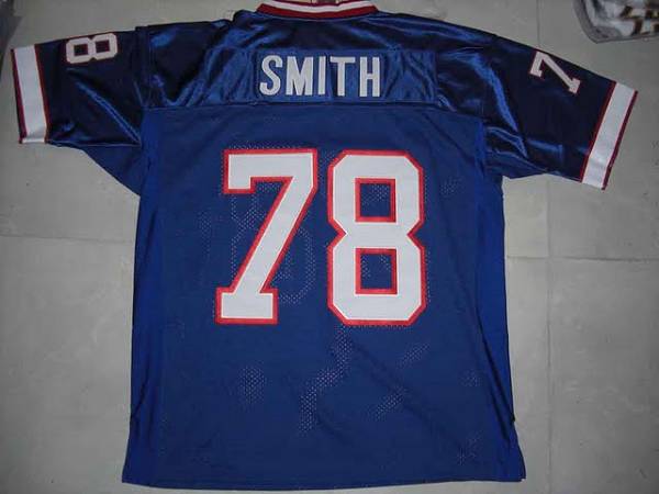 Mitchell Ness Bills #78 Bruce Smith Blue 35th Anniversary Patch Stitched Throwback Jersey - Zenithce