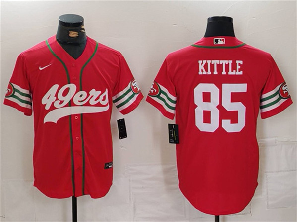 San Francisco 49ers #85 George Kittle Red With Patch Cool Base Stitched Jersey - Zenithce