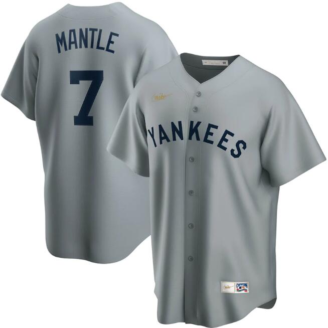 New York Yankees Grey #7 Mickey Mantle Cool Base Stitched Jersey. - Zenithce