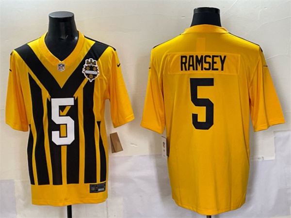 Pittsburgh Steelers #5 Jalen Ramsey Gold 1933 Throwback Alternate Football Stitched Game Jersey - Zenithce
