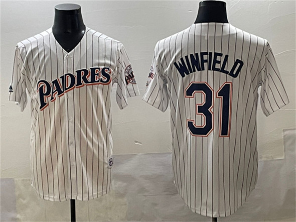 San Diego Padres #31 Dave Winfield White Throwback With Patch Cool Base Stitched Jersey - Zenithce