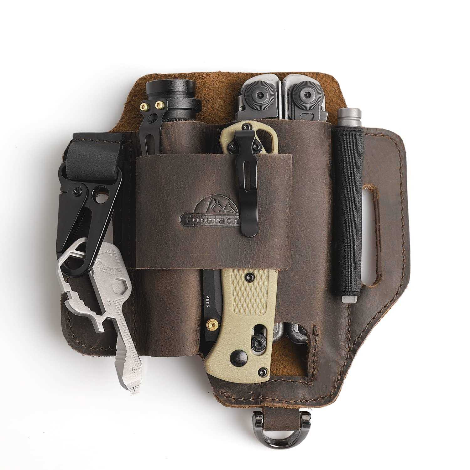 Topstache Leather Multitool Sheath,Edc Belt Organizer for Work And Daily Use,Leatherman Sheath,Edc Pocket Organizer for Flashlig - Zenithce