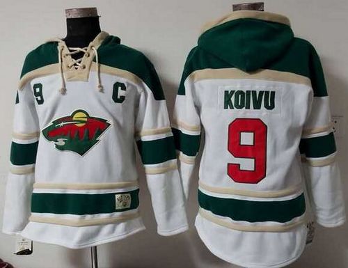 Wild #9 Mikko Koivu White Sawyer Hooded Sweatshirt Stitched Jersey - Zenithce