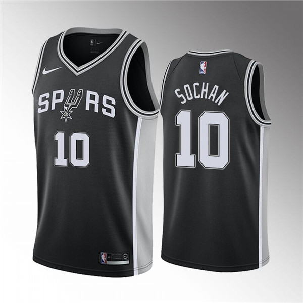 San Antonio Spurs #10 Jeremy Sochan Black Association Edition Stitched Jersey - Zenithce