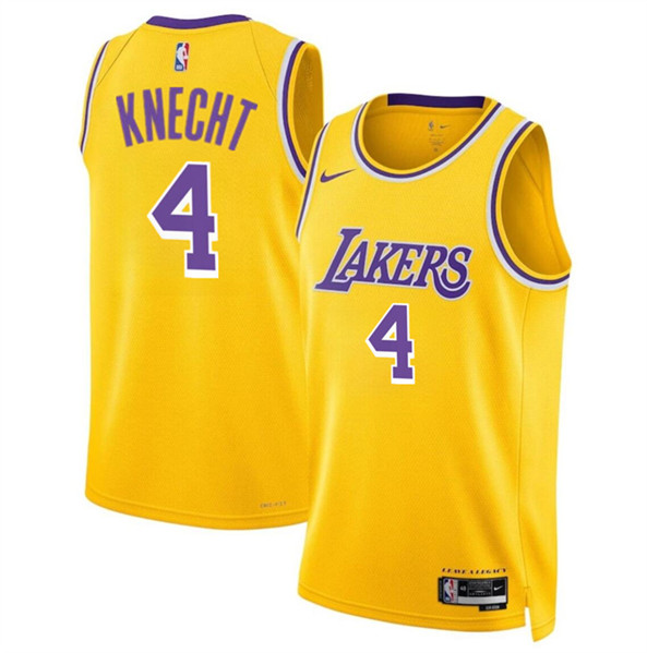 Los Angeles Lakers #4 Dalton Knecht Yellow 2024 Draft Icon Edition Stitched Jersey - Zenithce