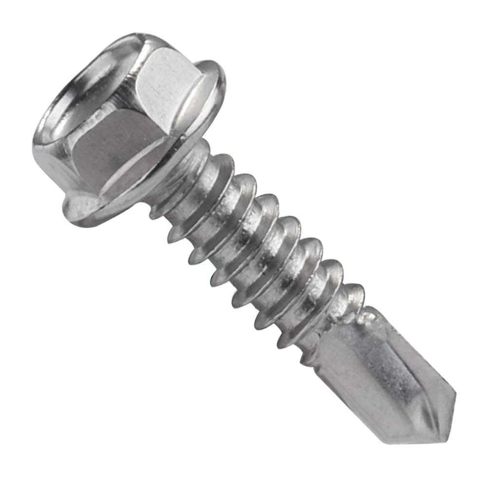 MewuDecor #14 x Hex Washer Head Self Drilling Sheet Metal Tek Screws with Drill Point - Zenithce