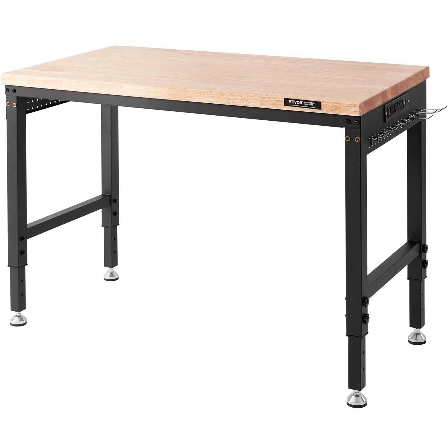 VEVOR Adjustable Workbench Garage Worktable with Universal Wheels - Zenithce