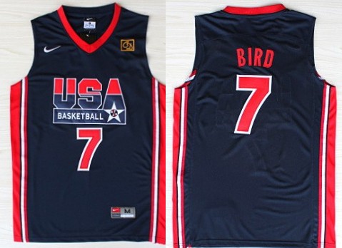 1992 Olympics Team USA #7 Larry Bird Navy Blue Swingman Jersey - Zenithce