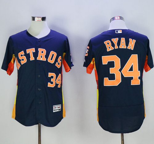Astros #34 Nolan Ryan Navy Blue Flexbase Authentic Collection Stitched Jersey - Zenithce