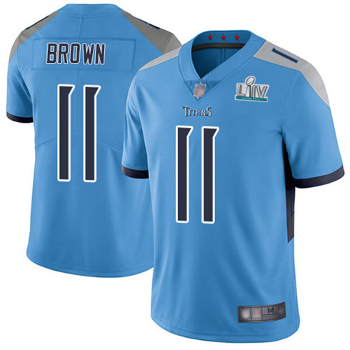 Titans #11 A.J. Brown Super Bowl LIV Blue Vapor Untouchable Limited Stitched Jersey - Zenithce