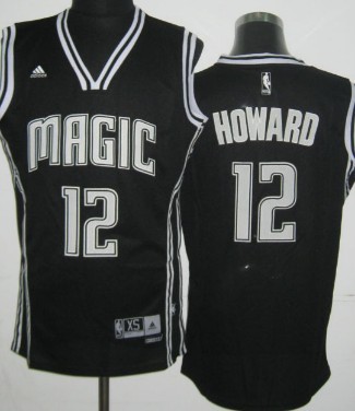 Orlando Magic #12 Dwight Howard Revolution 30 Swingman Black With White Jersey - Zenithce
