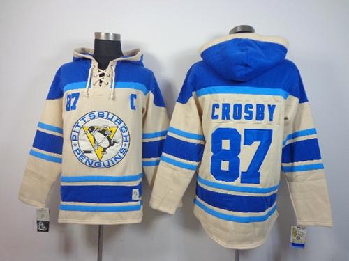 Penguins #87 Sidney Crosby Cream Sawyer Hooded Sweatshirt Stitched Jersey - Zenithce