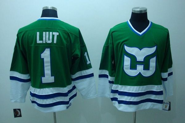 Whalers #1 Mike Liut Stitched CCM Throwback Green Jersey - Zenithce