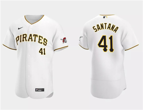 Pittsburgh Pirates #41 Carlos Santana White Flex Base Stitched Jersey - Zenithce