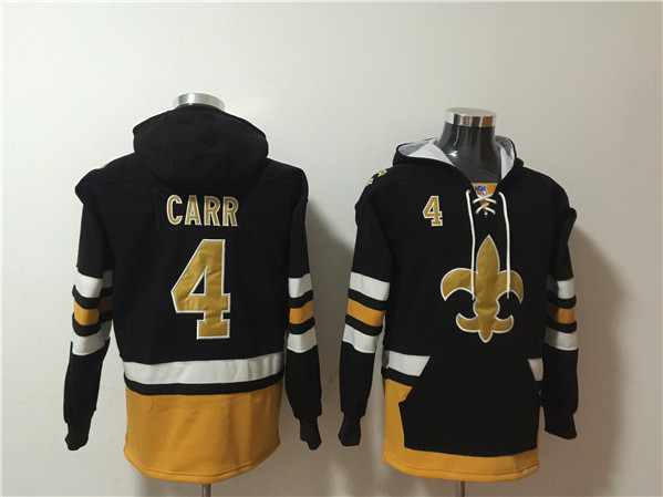 New Orleans Saints #4 Derek Carr Black Ageless Must-Have Lace-Up Pullover Hoodie - Zenithce
