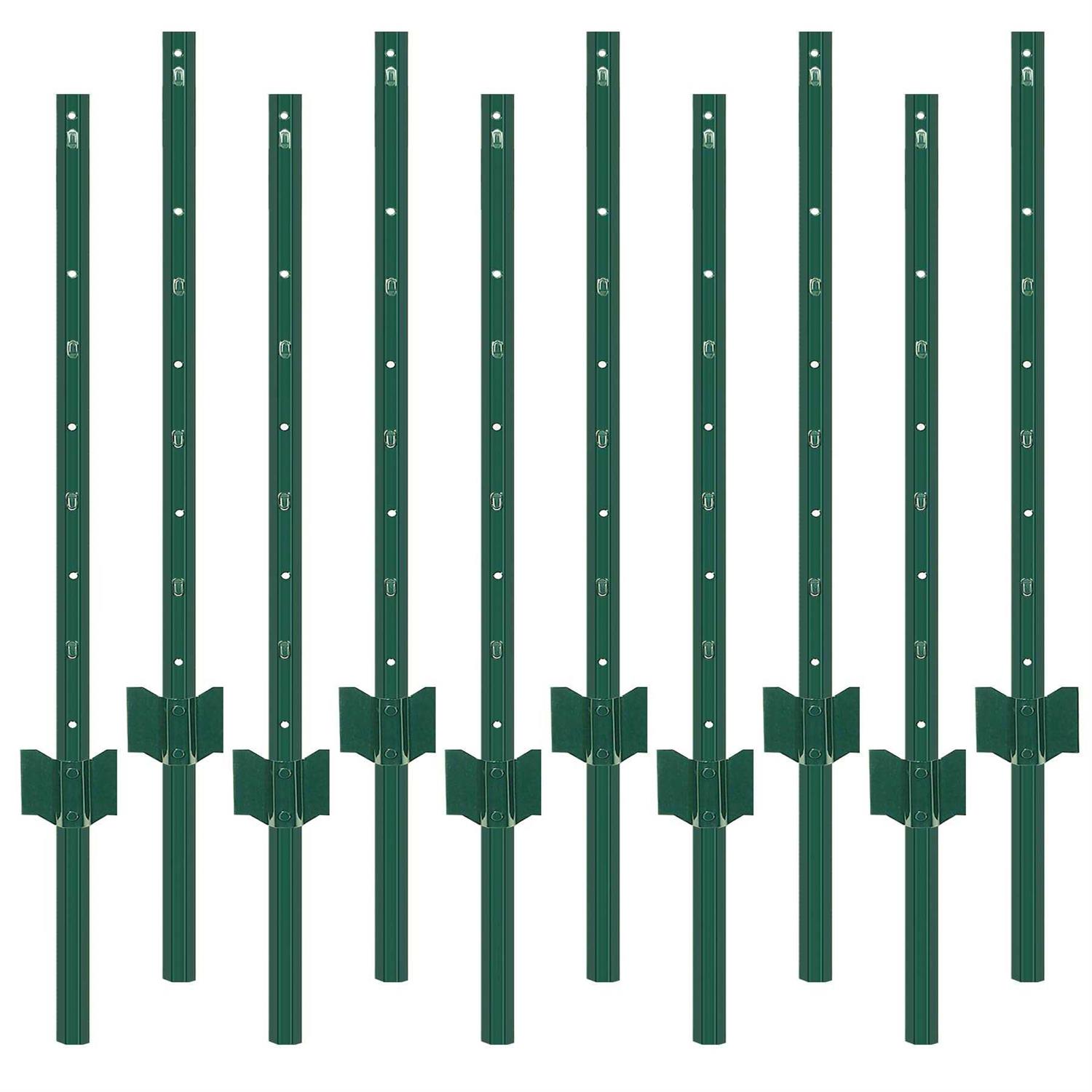 Toriexon 10 Packs Fence Posts Heavy Duty Metal Fence Post with U-channel - Zenithce