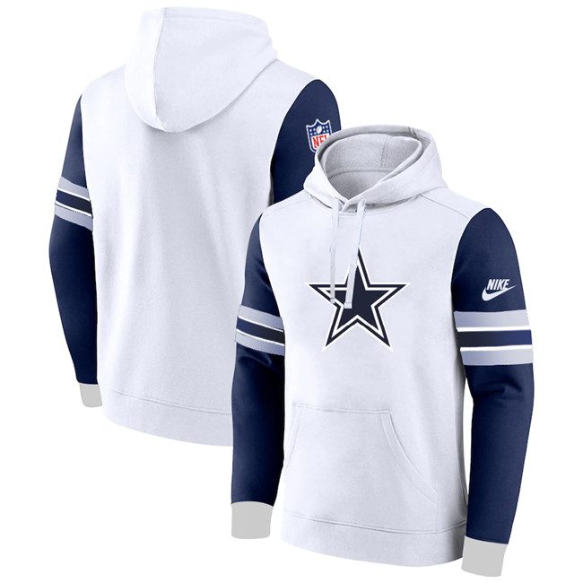 Dallas Cowboys White Navy Pullover Hoodie - Zenithce