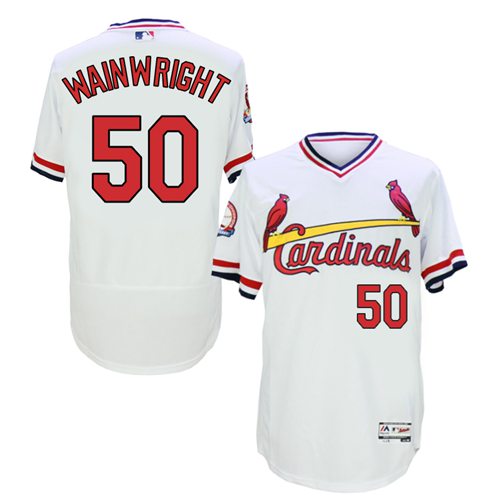 Cardinals #50 Adam Wainwright White Flexbase Authentic Collection Cooperstown Stitched Jersey - Zenithce