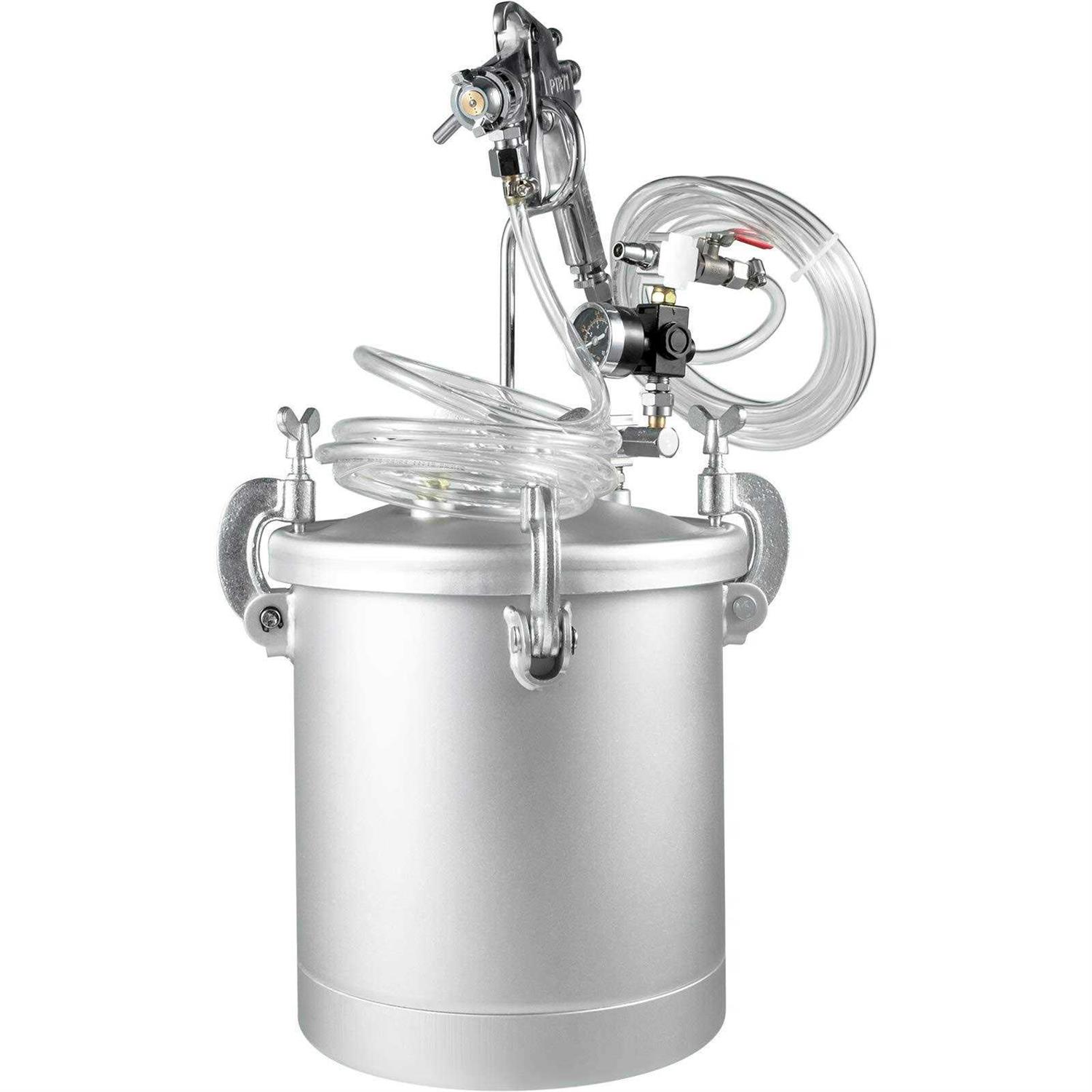 VEVOR Pressure Pot Tank 10L Pressure Pot Paint Sprayer 2.5 Gallon Paint Pressure Pot Paint Tank Nozzle Spray Guns and Paint Hose - Zenithce