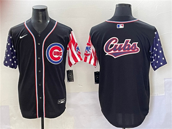 Chicago Cubs Team Big Logo Black 2025 Independence Day Vapor Premier Limited Stitched Jersey - Zenithce