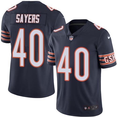 Bears #40 Gale Sayers Navy Blue Stitched Limited Rush Nike Jersey - Zenithce