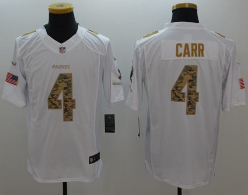 Raiders #4 Derek Carr White Stitched Limited Salute To Service Nike Jersey - Zenithce