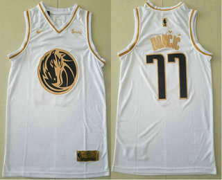 Dallas Mavericks #77 Luka Doncic White Gold Swingman Stitched Jersey - Zenithce