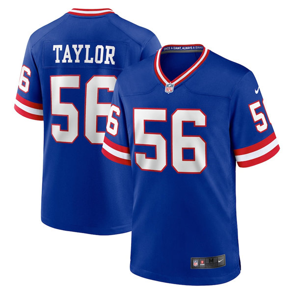 New York Giants #56 Lawrence Taylor Royal Stitched Game Jersey - Zenithce