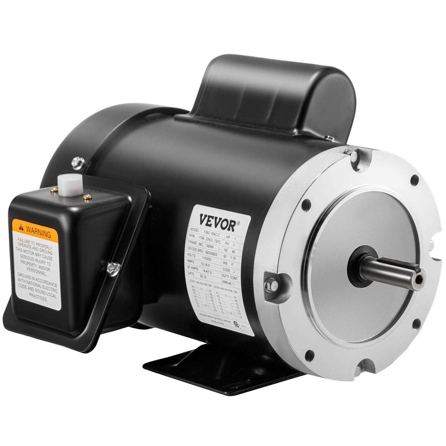 VEVOR 1Hp Electric Motor 120156C Single Phase 56C Frame TEFC 115230V 3600RPM JLDJ120156C360001V6 - Zenithce