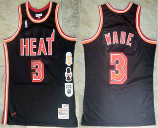 Miami Heat #3 Dwyane Wade Black Retirement Edition Hardwood Classics Soul AU Stitched Throwback Jersey - Zenithce