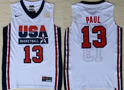 1992 Olympics Team USA #13 Chris Paul White Swingman Jersey - Zenithce