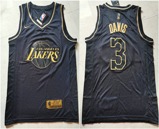 Los Angeles Lakers #3 Anthony Davis Black Golden Edition Swingman Jersey - Zenithce