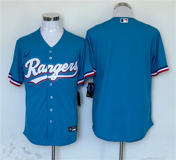 Texas Rangers Blank Blue Cool Base Stitched Jersey - Zenithce