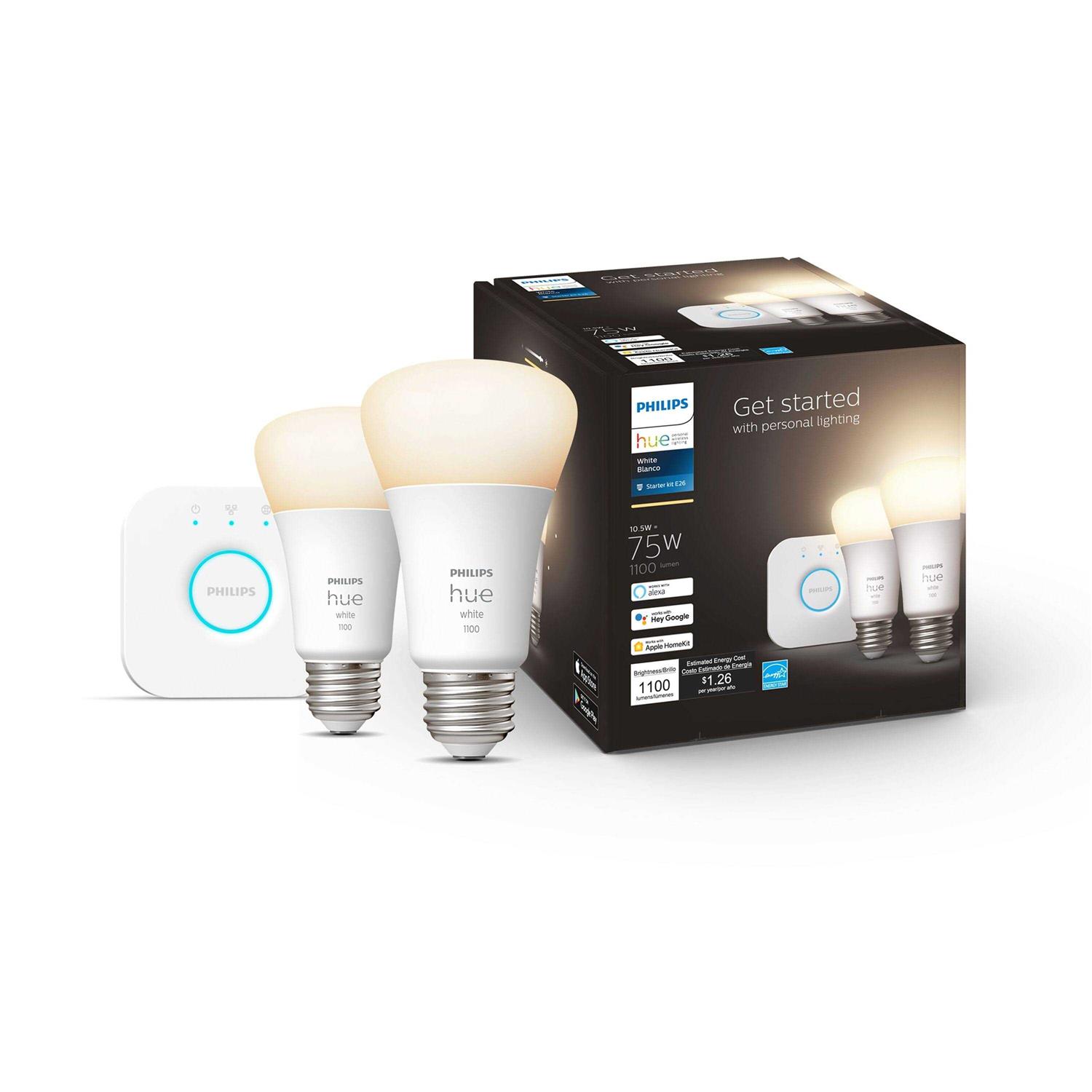 Philips Hue White & Color Ambiance A19 75W Smart LED Starter Kit - Zenithce