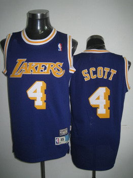 Los Angeles Lakers #4 Byron Scott Purple Swingman Throwback Jersey - Zenithce