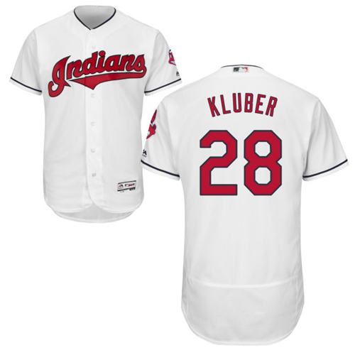 Indians #28 Corey Kluber White Flexbase Authentic Collection Stitched Jersey - Zenithce