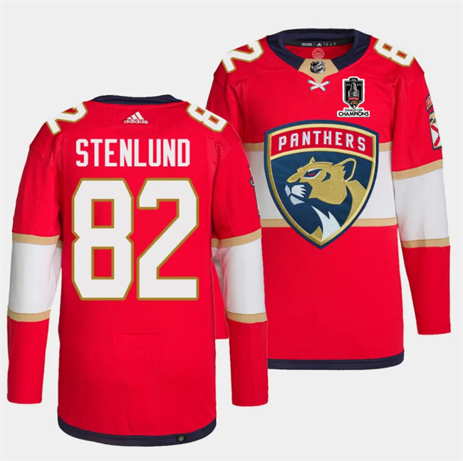 Florida Panthers #82 Kevin Stenlund Red Home 2024 Stanley Cup Champions Stitched Jersey - Zenithce