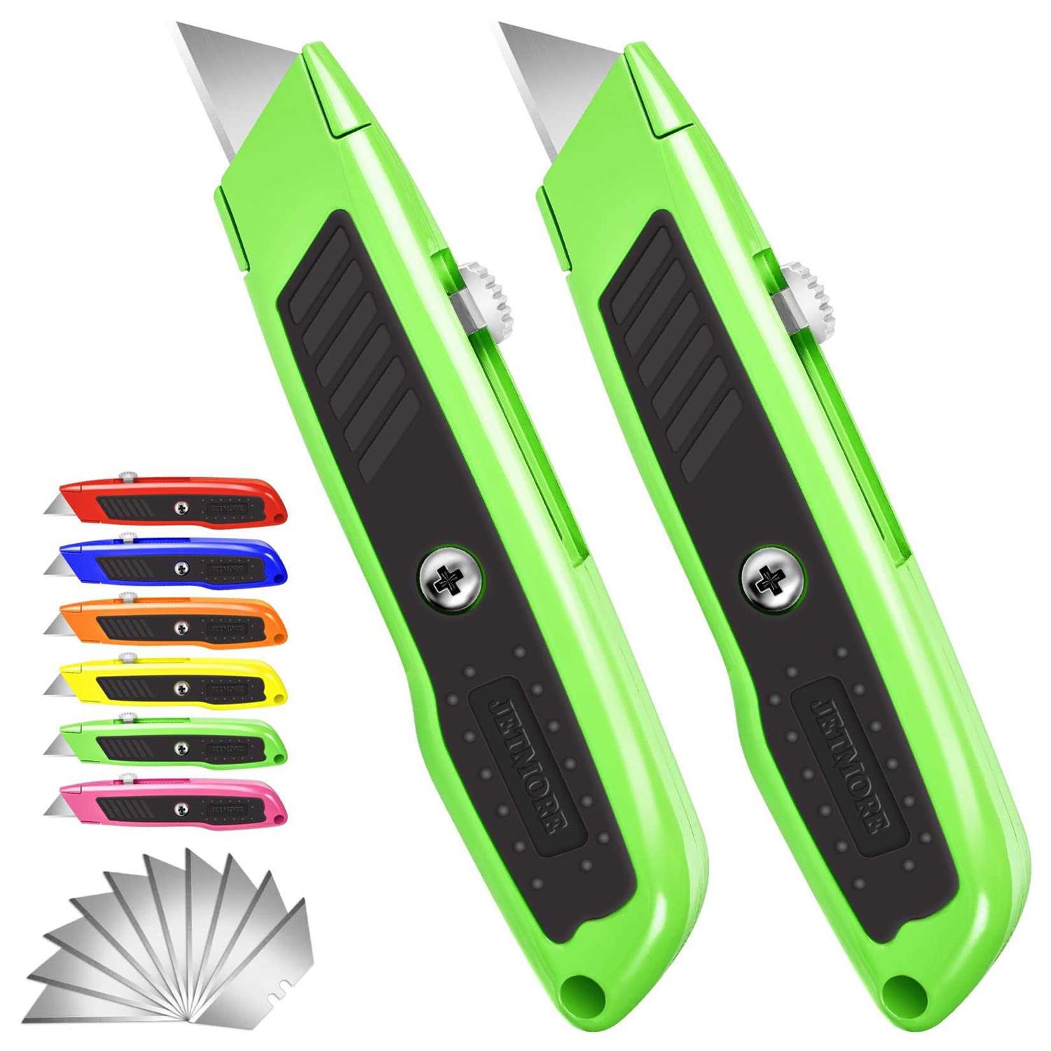 Jetmore 2 Pack Box Cutter Utility Knife Razor Knife Box Knife, Box Cutter 10 Sk5 Blades - Zenithce