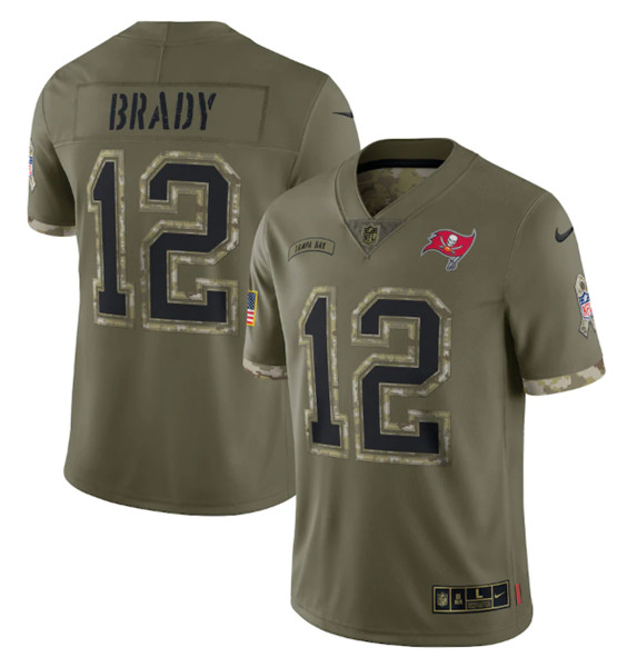 Tampa Bay Buccaneers #12 Tom Brady 2022 Olive Salute To Service Limited Stitched Jersey - Zenithce