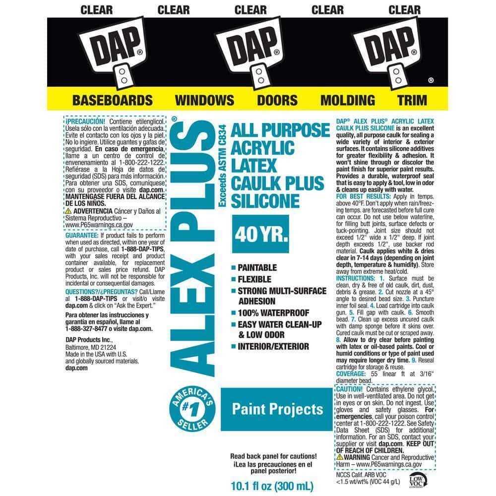 Dap Alex Acrylic Latex Caulk Plus Silicone - Zenithce