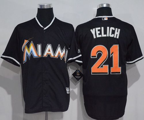 Marlins #21 Christian Yelich Black New Cool Base Stitched Jersey - Zenithce