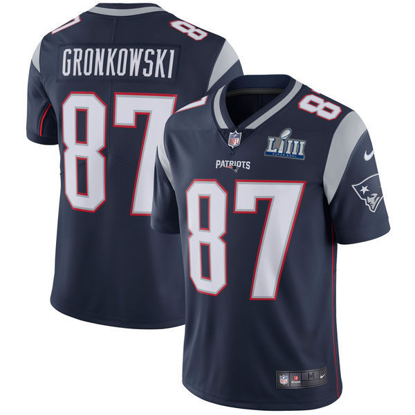 New England Patriots #87 Rob Gronkowski Navy BlueSuper Bowl LIII Bound Vapor Untouchable Limited Stitched Jersey - Zenithce