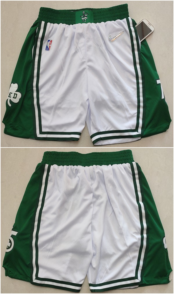 Boston Celtics White 75th Anniversary Shorts (Run Small) - Zenithce