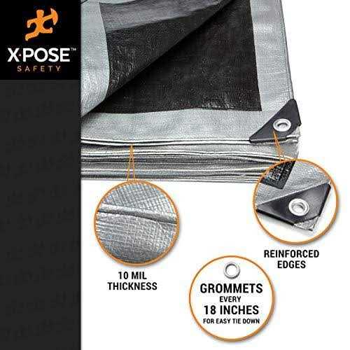 Xpose Safety Heavy Duty Poly Tarp 10 Mil Thick Waterproof, UV Blocking Protective Cover - Zenithce