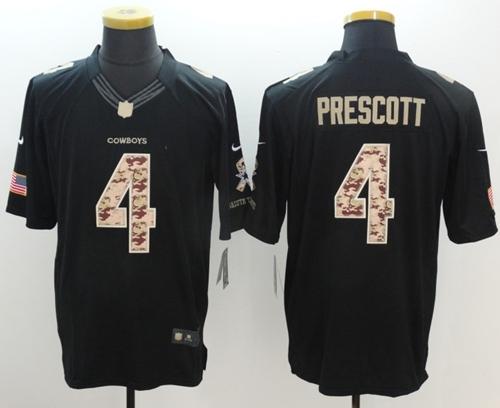 Cowboys #4 Dak Prescott Black Stitched Limited Salute To Service Nike Jersey - Zenithce