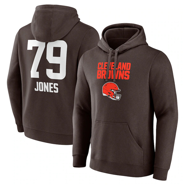 Cleveland Browns #79 Dawand Jones Brown Team Wordmark Player Name Number Pullover Hoodie - Zenithce