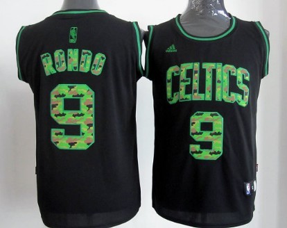 Boston Celtics #9 Rajon Rondo Black Camo Fashion Jersey - Zenithce