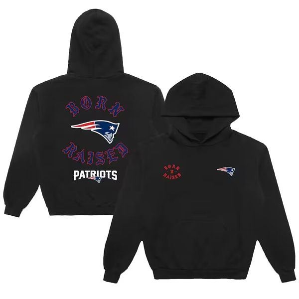 New England Patriots Black Born X Raised Pullover Hoodie - Zenithce