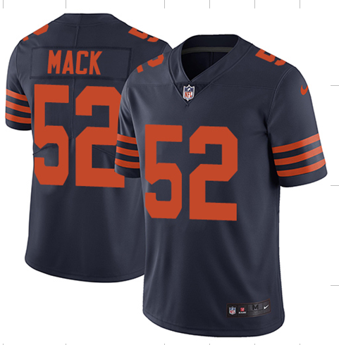 Chicago Bears #52 Khalil Mack Navy Throwback Vapor Untouchable Limited Stitched Jersey - Zenithce